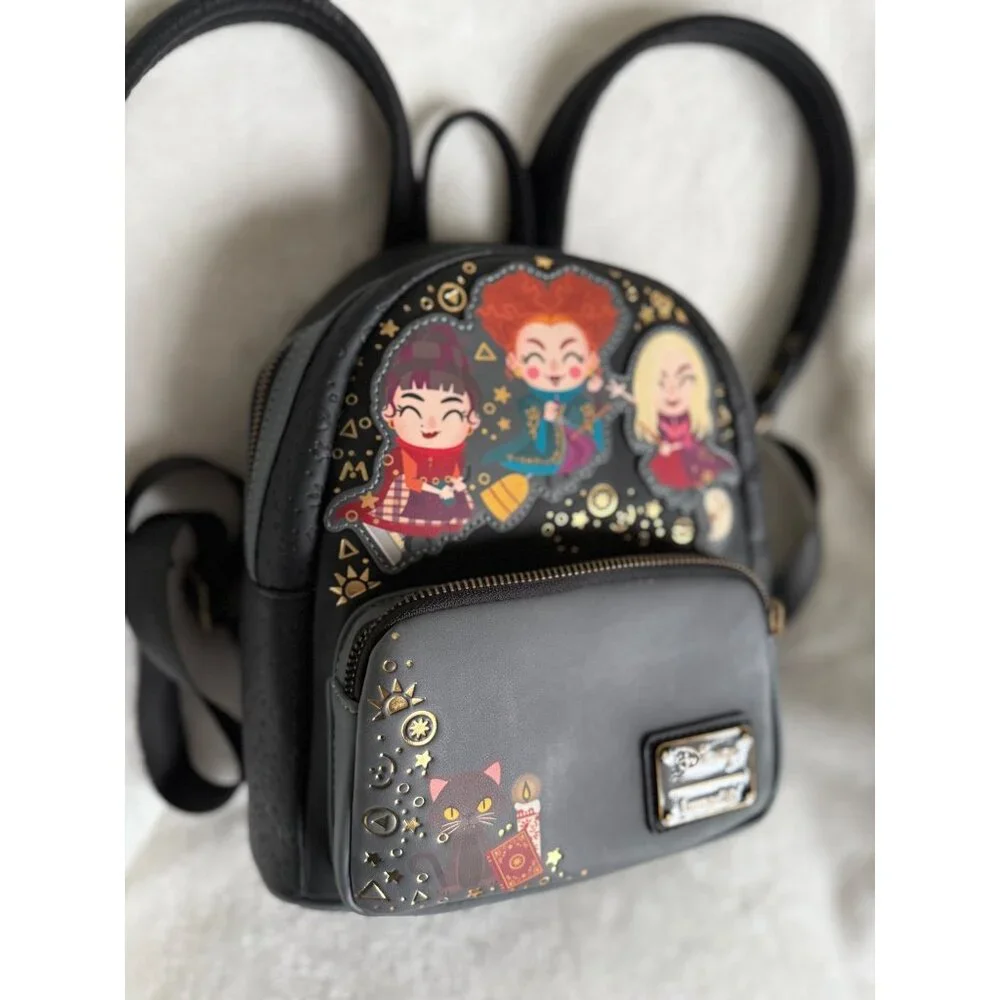Disney Loungefly Hocus Pocus Mini Backpack Chibi Sanderson Sisters Binx black fa - Picture 3 of 12